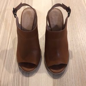 Madewell opened toe high heeled mule brown 7 1/2